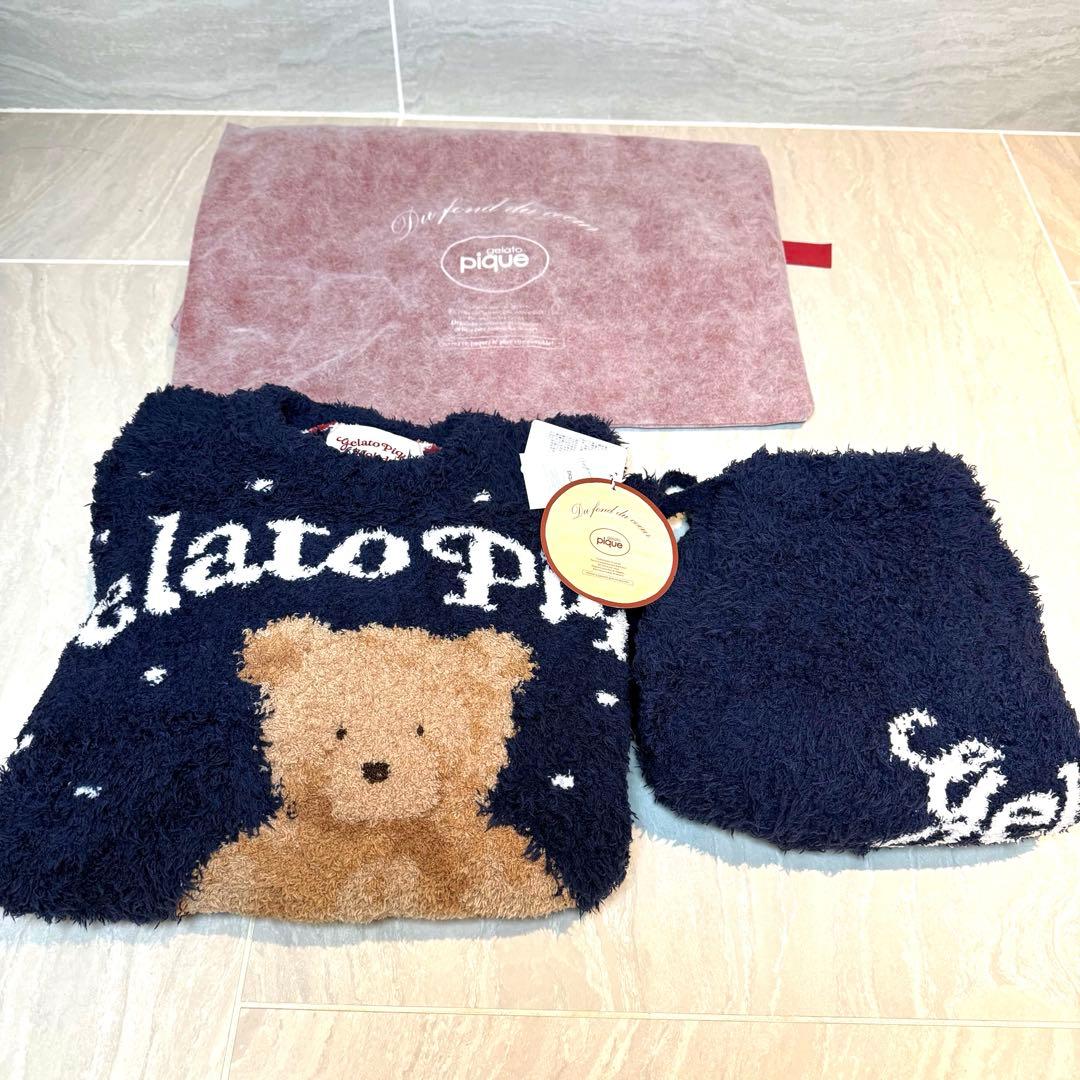 【新品未使用】ジェラートピケ　スノーベアジャガード上下セット