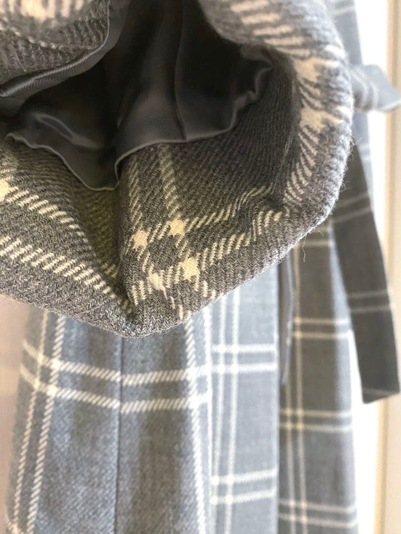 新品☆ミッシェルクラン ロングコート スカート セット チェック ウールカシミヤ