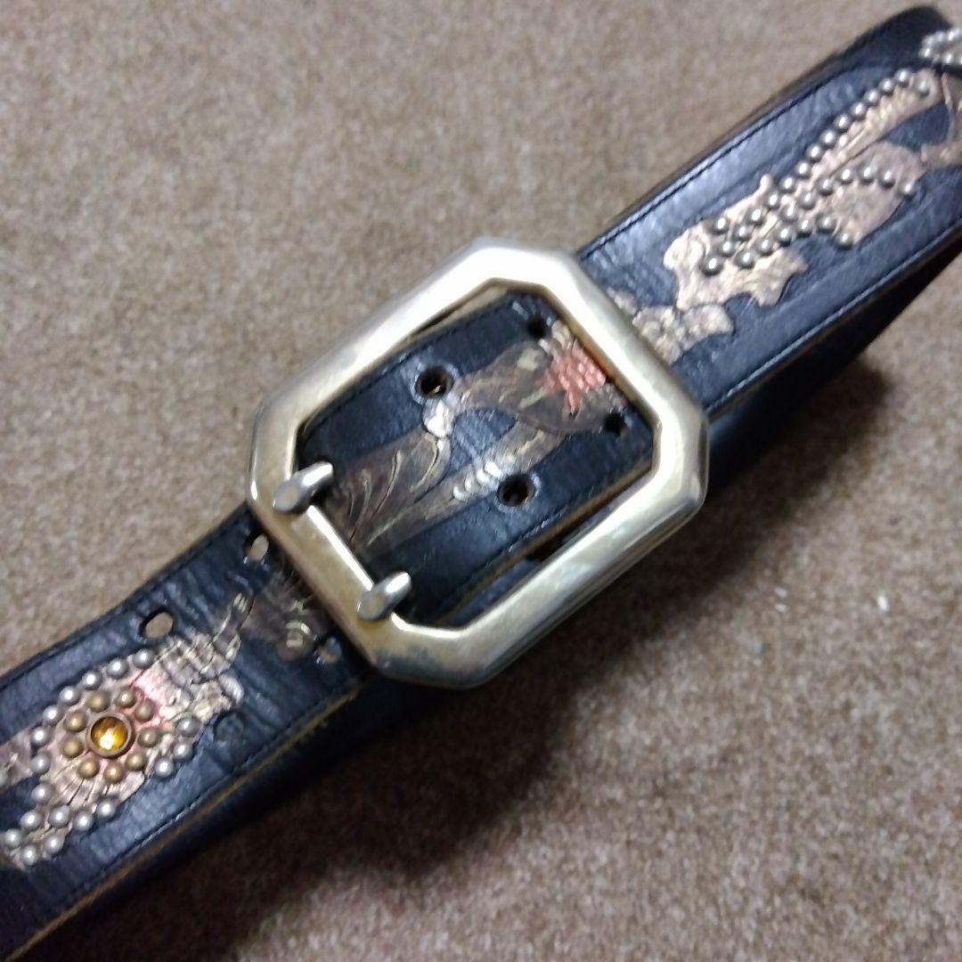 32inch W.C.L.C レザー スタッズベルト ブラック