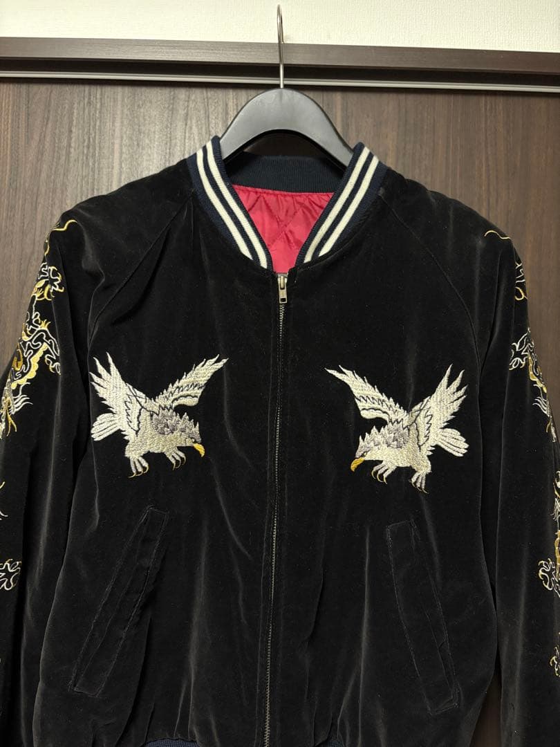 90s〜　ベロア 別珍 スカジャン スーベニアジャケット　鷹