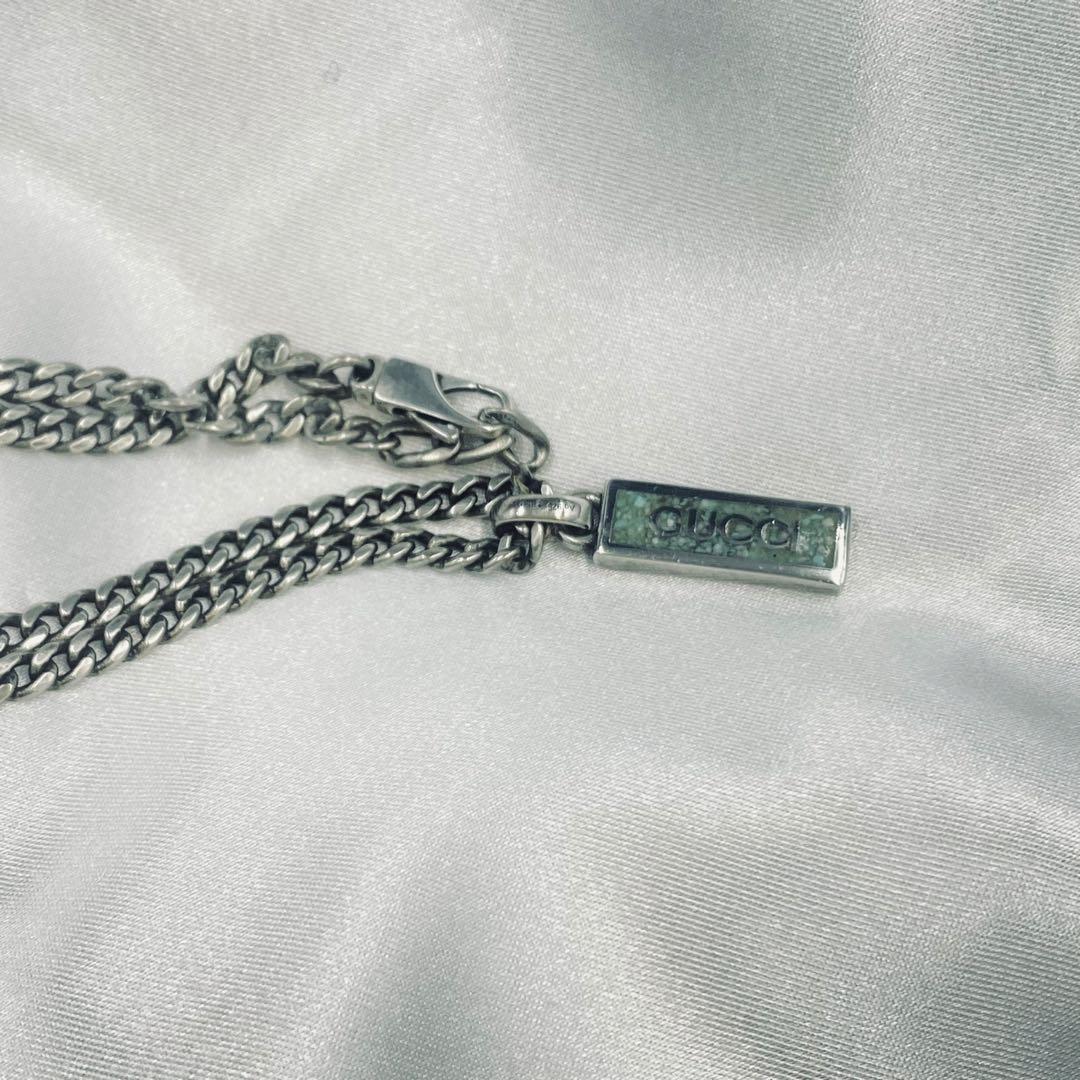 美品＊グッチGUCCI＊シルバー エナメル グルメット ペンダントネックレス