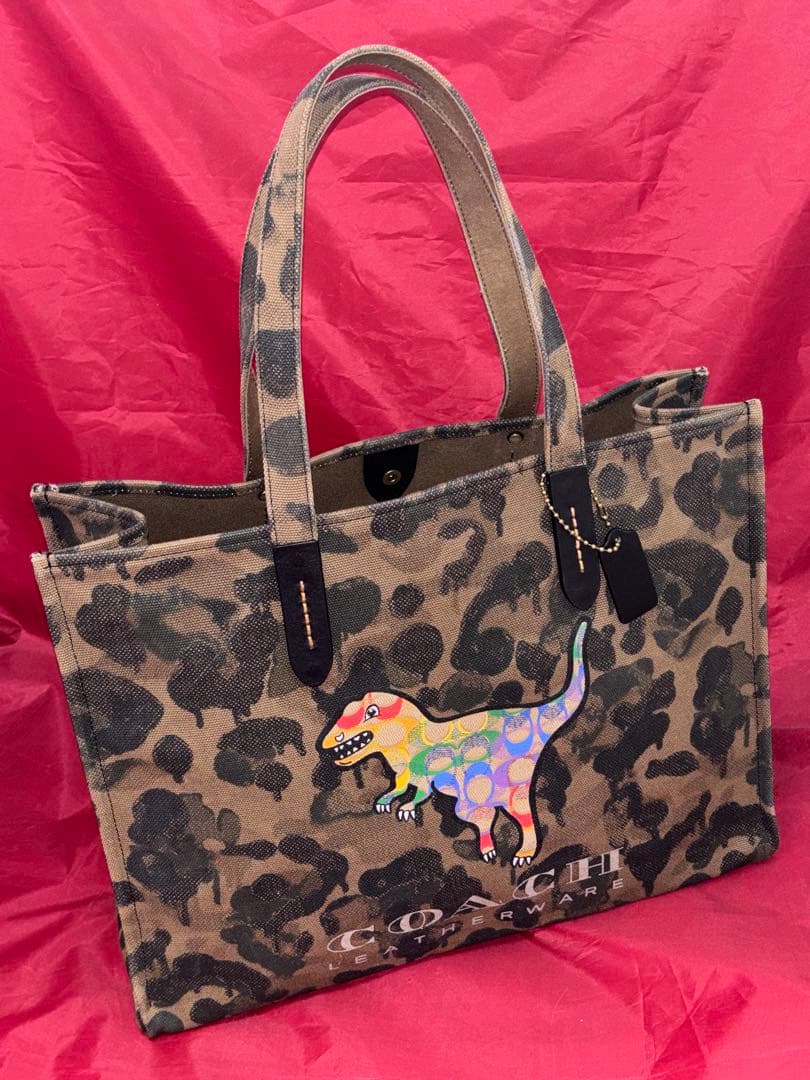 coach☆迷彩柄トートバッグ42 レインボー シグネチャーレキシー