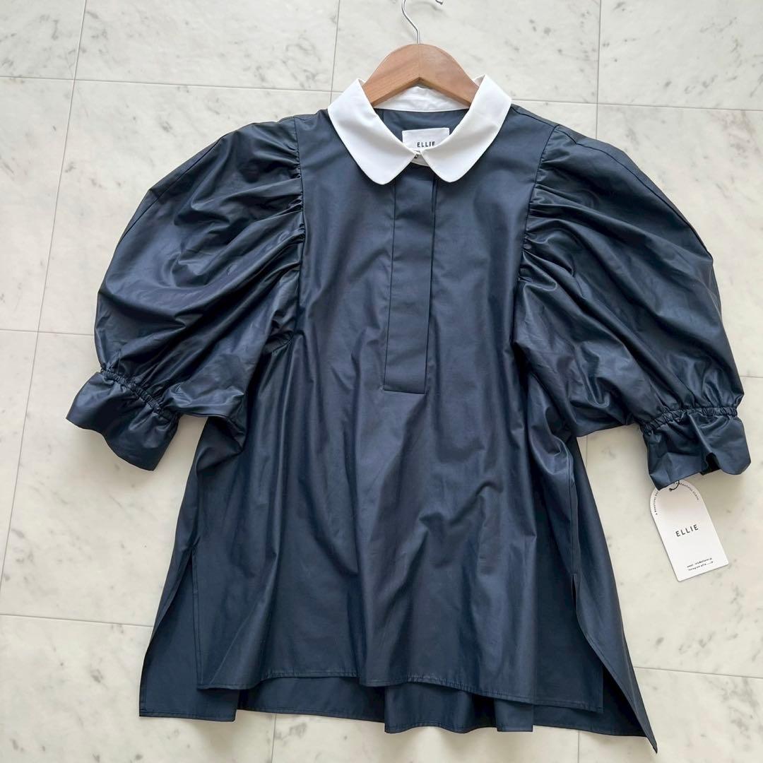 タグ付✨️ELLIE 予約完売品 ラウンドカラーブラウス ネイビー